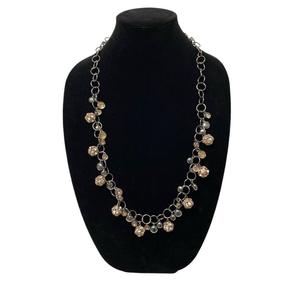 Simply Vera Vera Wang yellow gold rhinestone sphere chain 15 inch necklace NEW‎